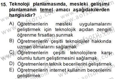 Okulöncesinde Öğretim Teknolojisi Ve Materyal Tasarımı Dersi 2013 - 2014 Yılı (Final) Dönem Sonu Sınav Soruları 15. Soru