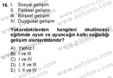 Okulöncesinde Öğretim Teknolojisi Ve Materyal Tasarımı Dersi 2013 - 2014 Yılı (Final) Dönem Sonu Sınav Soruları 16. Soru
