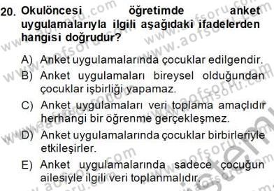 Okulöncesinde Öğretim Teknolojisi Ve Materyal Tasarımı Dersi 2013 - 2014 Yılı (Final) Dönem Sonu Sınav Soruları 20. Soru