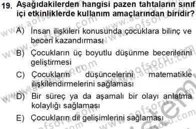 Okulöncesinde Öğretim Teknolojisi Ve Materyal Tasarımı Dersi 2013 - 2014 Yılı Tek Ders Sınav Soruları 19. Soru