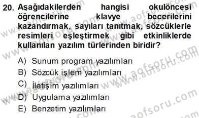 Okulöncesinde Öğretim Teknolojisi Ve Materyal Tasarımı Dersi Ara Sınavı Deneme Sınav Soruları 20. Soru