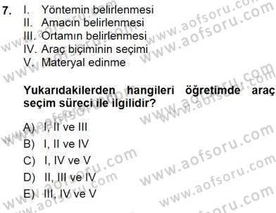 Okulöncesinde Öğretim Teknolojisi Ve Materyal Tasarımı Dersi Ara Sınavı Deneme Sınav Soruları 7. Soru