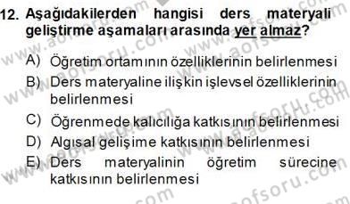 Okulöncesinde Öğretim Teknolojisi Ve Materyal Tasarımı Dersi 2014 - 2015 Yılı (Final) Dönem Sonu Sınav Soruları 12. Soru