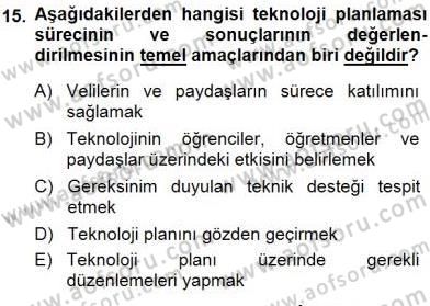 Okulöncesinde Öğretim Teknolojisi Ve Materyal Tasarımı Dersi 2014 - 2015 Yılı (Final) Dönem Sonu Sınav Soruları 15. Soru