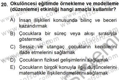 Okulöncesinde Öğretim Teknolojisi Ve Materyal Tasarımı Dersi 2014 - 2015 Yılı (Final) Dönem Sonu Sınav Soruları 20. Soru