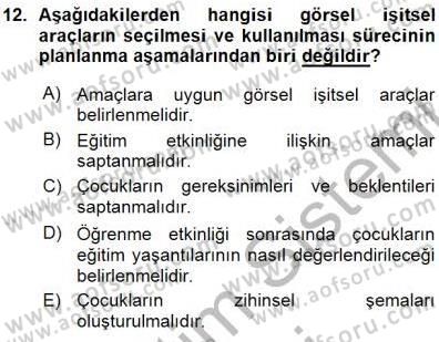 Okulöncesinde Öğretim Teknolojisi Ve Materyal Tasarımı Dersi Ara Sınavı Deneme Sınav Soruları 12. Soru