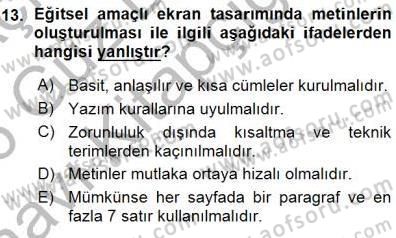 Okulöncesinde Öğretim Teknolojisi Ve Materyal Tasarımı Dersi Ara Sınavı Deneme Sınav Soruları 13. Soru