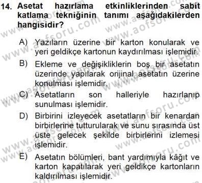 Okulöncesinde Öğretim Teknolojisi Ve Materyal Tasarımı Dersi Ara Sınavı Deneme Sınav Soruları 14. Soru
