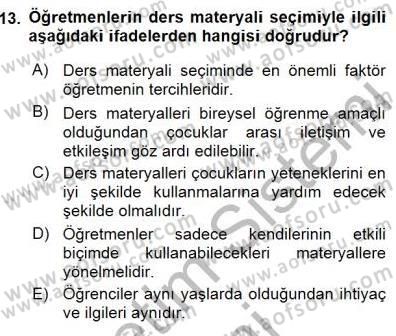 Okulöncesinde Öğretim Teknolojisi Ve Materyal Tasarımı Dersi 2015 - 2016 Yılı (Final) Dönem Sonu Sınav Soruları 13. Soru