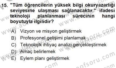 Okulöncesinde Öğretim Teknolojisi Ve Materyal Tasarımı Dersi 2015 - 2016 Yılı (Final) Dönem Sonu Sınav Soruları 15. Soru