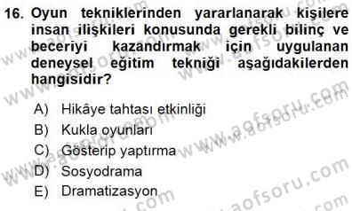 Okulöncesinde Öğretim Teknolojisi Ve Materyal Tasarımı Dersi 2015 - 2016 Yılı (Final) Dönem Sonu Sınav Soruları 16. Soru