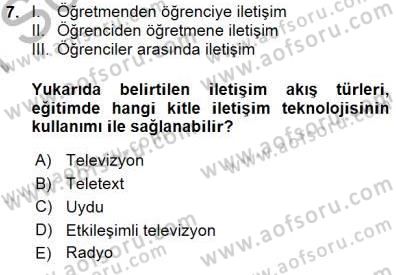 Okulöncesinde Öğretim Teknolojisi Ve Materyal Tasarımı Dersi 2015 - 2016 Yılı (Final) Dönem Sonu Sınav Soruları 7. Soru