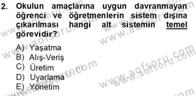 Türk Eğitim Sistemi Ve Okul Yönetimi Dersi 2013 - 2014 Yılı Tek Ders Sınav Soruları 2. Soru