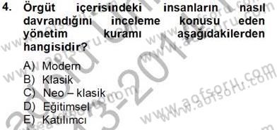 Türk Eğitim Sistemi Ve Okul Yönetimi Dersi 2013 - 2014 Yılı Tek Ders Sınav Soruları 4. Soru