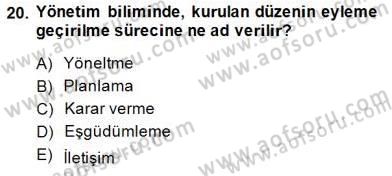 Türk Eğitim Sistemi Ve Okul Yönetimi Dersi 2014 - 2015 Yılı (Vize) Ara Sınavı 20. Soru