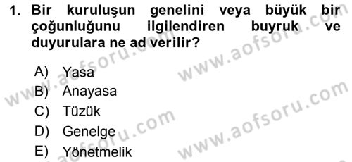 Türk Eğitim Sistemi Ve Okul Yönetimi Dersi 2015 - 2016 Yılı Tek Ders Sınav Soruları 1. Soru