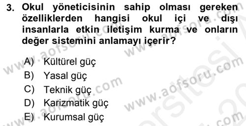 Türk Eğitim Sistemi Ve Okul Yönetimi Dersi 2015 - 2016 Yılı Tek Ders Sınav Soruları 3. Soru