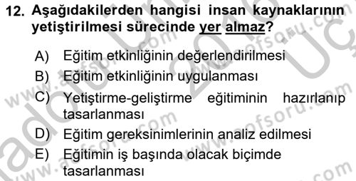 Türk Eğitim Sistemi Ve Okul Yönetimi Dersi 2016 - 2017 Yılı 3 Ders Sınav Soruları 12. Soru