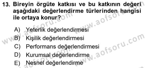 Türk Eğitim Sistemi Ve Okul Yönetimi Dersi 2016 - 2017 Yılı 3 Ders Sınav Soruları 13. Soru