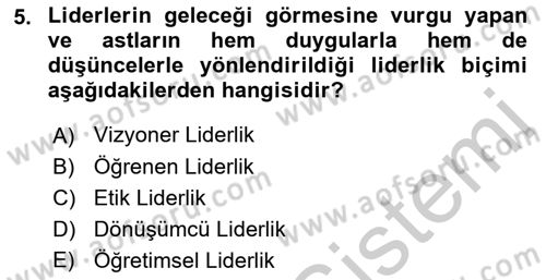 Türk Eğitim Sistemi Ve Okul Yönetimi Dersi 2016 - 2017 Yılı 3 Ders Sınav Soruları 5. Soru