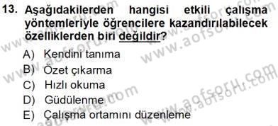 Rehberlik Dersi 2012 - 2013 Yılı (Vize) Ara Sınav Soruları 13. Soru