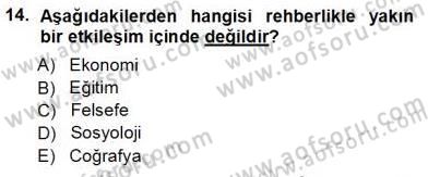 Rehberlik Dersi 2012 - 2013 Yılı (Vize) Ara Sınav Soruları 14. Soru