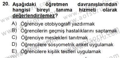 Rehberlik Dersi 2012 - 2013 Yılı (Vize) Ara Sınav Soruları 20. Soru