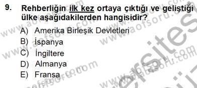 Rehberlik Dersi 2012 - 2013 Yılı (Vize) Ara Sınav Soruları 9. Soru