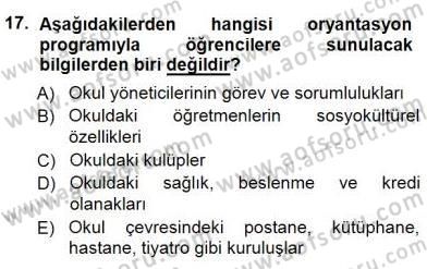 Rehberlik Dersi 2012 - 2013 Yılı (Final) Dönem Sonu Sınav Soruları 17. Soru