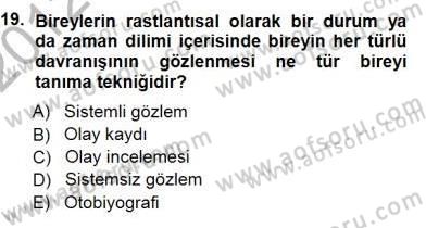 Rehberlik Dersi 2012 - 2013 Yılı (Final) Dönem Sonu Sınav Soruları 19. Soru