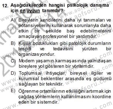 Rehberlik Dersi 2013 - 2014 Yılı (Vize) Ara Sınav Soruları 12. Soru