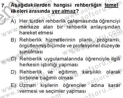 Rehberlik Dersi 2013 - 2014 Yılı (Vize) Ara Sınav Soruları 7. Soru