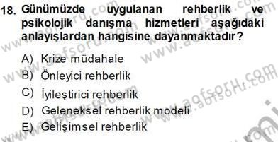 Rehberlik Dersi 2013 - 2014 Yılı (Final) Dönem Sonu Sınav Soruları 18. Soru