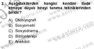 Rehberlik Dersi 2013 - 2014 Yılı (Final) Dönem Sonu Sınav Soruları 3. Soru