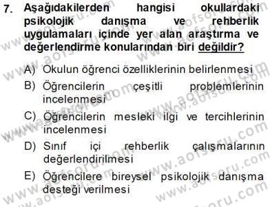 Rehberlik Dersi 2013 - 2014 Yılı (Final) Dönem Sonu Sınav Soruları 7. Soru