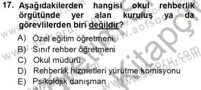 Rehberlik Dersi 2013 - 2014 Yılı Tek Ders Sınav Soruları 17. Soru