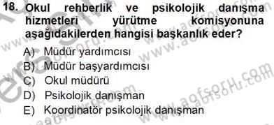 Rehberlik Dersi 2013 - 2014 Yılı Tek Ders Sınav Soruları 18. Soru