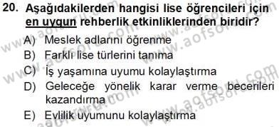 Rehberlik Dersi 2013 - 2014 Yılı Tek Ders Sınav Soruları 20. Soru