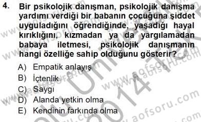 Rehberlik Dersi 2013 - 2014 Yılı Tek Ders Sınav Soruları 4. Soru
