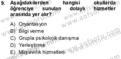Rehberlik Dersi 2013 - 2014 Yılı Tek Ders Sınav Soruları 9. Soru