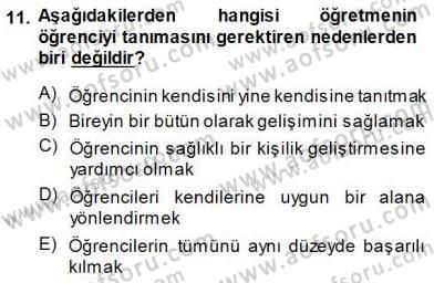 Rehberlik Dersi 2014 - 2015 Yılı (Vize) Ara Sınav Soruları 11. Soru