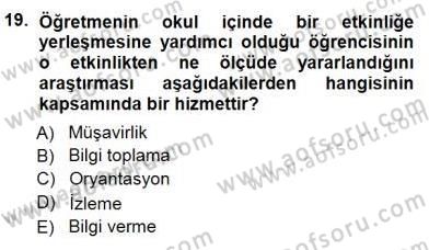 Rehberlik Dersi 2014 - 2015 Yılı (Vize) Ara Sınav Soruları 19. Soru