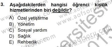 Rehberlik Dersi 2014 - 2015 Yılı (Vize) Ara Sınav Soruları 3. Soru