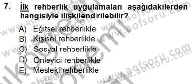 Rehberlik Dersi 2014 - 2015 Yılı (Vize) Ara Sınav Soruları 7. Soru