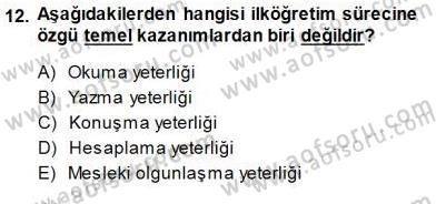 Rehberlik Dersi 2014 - 2015 Yılı (Final) Dönem Sonu Sınav Soruları 12. Soru
