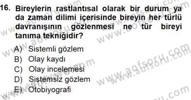 Rehberlik Dersi 2014 - 2015 Yılı (Final) Dönem Sonu Sınav Soruları 16. Soru