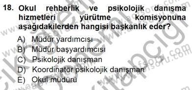 Rehberlik Dersi 2014 - 2015 Yılı (Final) Dönem Sonu Sınav Soruları 18. Soru
