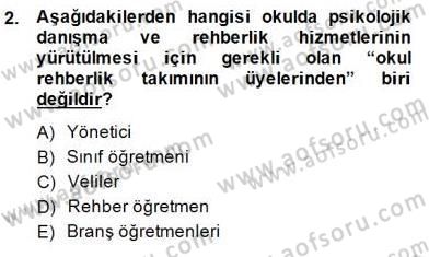Rehberlik Dersi 2014 - 2015 Yılı (Final) Dönem Sonu Sınav Soruları 2. Soru
