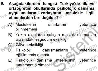Rehberlik Dersi 2014 - 2015 Yılı (Final) Dönem Sonu Sınav Soruları 6. Soru