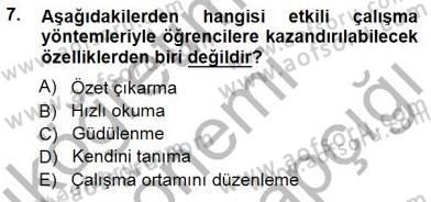 Rehberlik Dersi 2014 - 2015 Yılı (Final) Dönem Sonu Sınav Soruları 7. Soru
